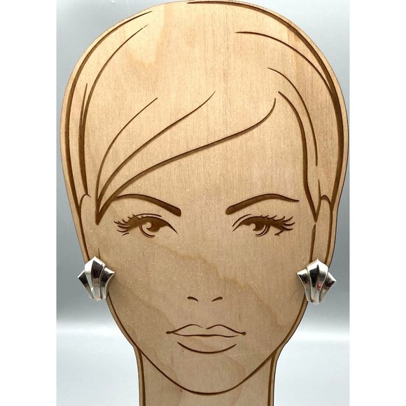 Vintage Baroque Flourish Earrings, Silver Tone Clip On Ornate - Picture 3 of 5